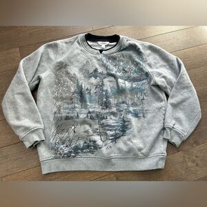 Gray graphic sweater with blue jays size medium